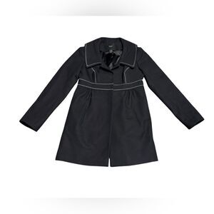 🔥 SMYTHE women’s luxury black & white stitched wool pointed collar pea coat sz 6